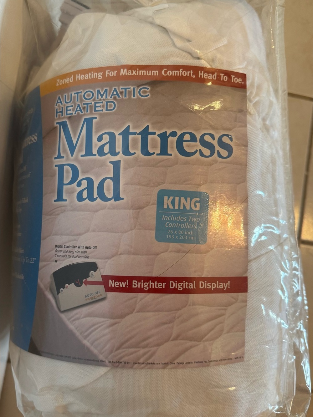 Biddeford Automatic Heated Mattress Pad - King